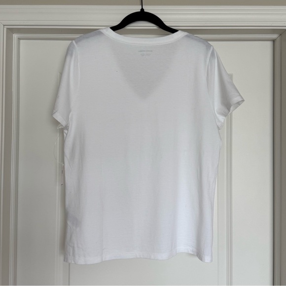 NWT Banana Republic Supina Cotton White V Neck Tee | L - Picture 3 of 6